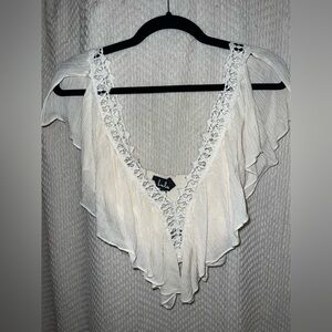 Lulu's Cream Lace Trimmed Top